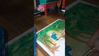 😍🙏Krisna ji with forest drawing  easy water colour panting viralvideo drawing shorts [upl. by Elades]