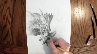 Smaug  Drawing Timelapse with original music at 14 years old [upl. by Atteinotna]