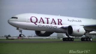 Qatar Airways Cargo Boeing 777200LRF A7BFD takeoff from AMSEHAM Amsterdam Schiphol RWY 36L [upl. by Viviane673]