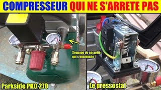 compresseur qui ne sarrête pas reglage pressostat compresseur dair parkside pko 270 lidl [upl. by Nnaeel556]