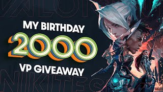 🔴2000 VP Giveaway  My Birthday Giveaway Valorant Love  will happen tomorrow [upl. by Arraes]