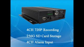 4CH H264 AHD 720P Mobile SD DVR with VGA 256GB Vehicle MDVR CCTV Video Recorder Surveillance [upl. by Mountfort]