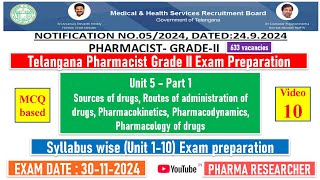 Telangana Pharmacist GradeII exam Preparation II Unit 5  part 1 II Unit 110 exam preparation [upl. by Aseefan]