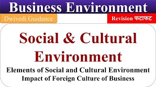 social and cultural environment elements of social and cultural environment business environment [upl. by Jezreel]