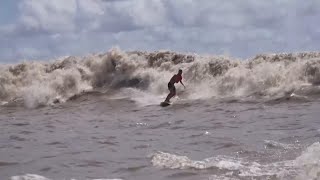 Surfers ride Amazon tidal wave on full moon [upl. by Wu]