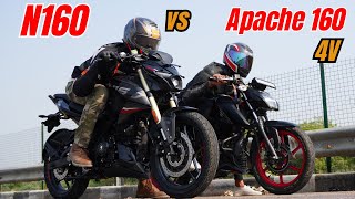 2024 Pulsar N160 vs Apache 160 4V Drag Race [upl. by Quintessa741]