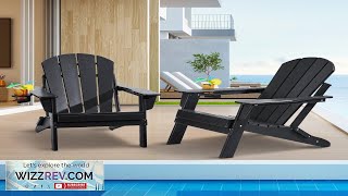 VEVOR Adirondack Chair Plastic Set of 2 AllWeather Folding Fire Pit Black Review [upl. by Nihs]