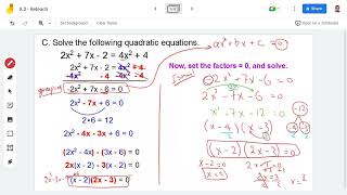 Lesson 82 Solving Equations by Factoring ax2  bx  c Part 2 [upl. by Aiekahs70]