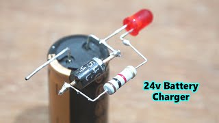 How To Make 24v Battery Charger Circuit  Half Wave Circuit  English Tutorial [upl. by Oinegue]