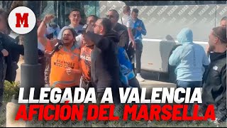 La afición del Marsella desembarca en Valencia alta presencia policial y muchos sin entrada [upl. by Akeemaj]