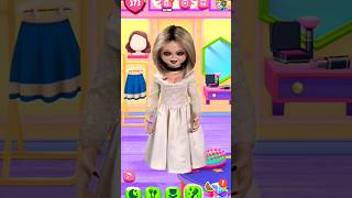 Tiffany Chucky Makeover By My talking Angela 2 cosplay Horror shorts subscribe like [upl. by Ellebyam]