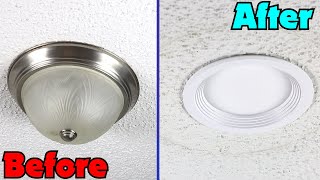 How to Install LED Canless Recessed lighting  Upgrade Flush Mounted Lights [upl. by Allwein]