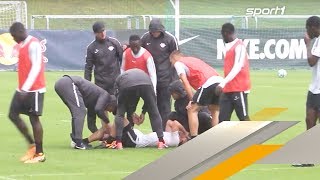 Keitas übles Revanchefoul sorgt für Trainingsabbruch bei RB Leipzig  SPORT1 [upl. by Anaugahs]