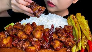 SPICY FOODSpicy Braised Pork Belly Fried Chili amp White Rice  MUKBANG SOUNDS [upl. by Minette510]