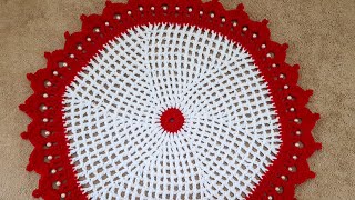 Thalposh woolen rumal design Crochet Round Table Cover Crosia ke design thalpos [upl. by Erialc820]