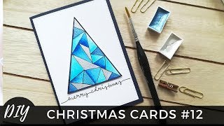 Weihnachtskarten selber basteln 12  Weihnachtsbaum  easy Christmas Cards DIY – Tutorial [upl. by Nirtak699]