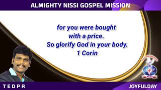 1 Corinthians 620 Bibleverse ALMIGHTY NISSI GOSPEL MISSION ‎Athmeeya Yathra JOYFULDAY 3 [upl. by Iormina]