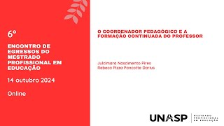 O COORDENADOR PEDAGÓGICO NO ACOMPANHAMENTO E A FORMAÇÃO CONTINUADA DO PROFESSOR [upl. by Asir]