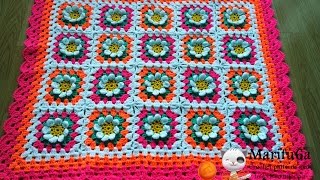 How to crochet baby flower blanket afghan by marifu6a [upl. by Tabshey]