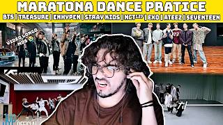 MARATONA DANCE PRATICE BTS  TREASURE  STRAY KIDS  EXO  ATEEZ  SEVETEEN amp MAIS kpop react [upl. by Ekusoyr]