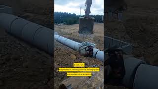 Smart work  the process of installing concrete drainage pipes with the help of an excavator [upl. by Ellon57]