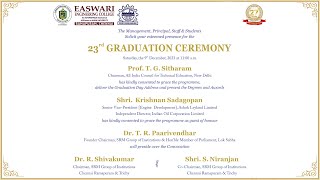 Easwari Engineering College  23rd Graduation Ceremony [upl. by Ledairam]