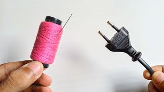 Few people know Easiest way thread a needle with a old elactric plug [upl. by Sire]