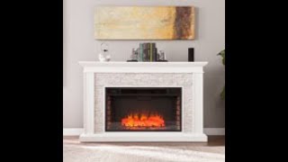 FE9055 Ledgestone Electric Fireplace w Stacked Faux Stone – White [upl. by Catt340]