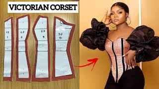 VICTORIAN CORSET Pattern drafting tutorial  Beginners friendly [upl. by Dnomasor]