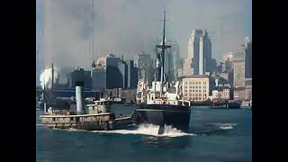 New York Manhattans awesome waterfront in 1937 in color AI enhanced amp colorized [upl. by Diley62]