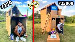 Overnight Survival Challenge  Low Budget Cardboard House Challenge ₹750 VS ₹25000 🏠  Challenge [upl. by Cralg]