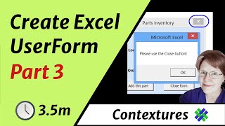 Create an Excel UserForm Part 3 of 3 [upl. by Lajib]