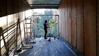 Sliding Glass Door Install on the Semi Tiny House Conversion [upl. by Olmsted]