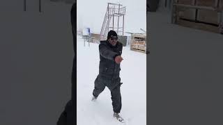 Diamir Police officer enjoying snowfall at Babusar Top [upl. by Notyrb]