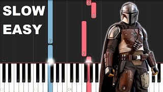 The Mandalorian Theme SLOW EASY PIANO TUTORIAL [upl. by Joelly]