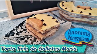 Como hacer Torta fría con galletas María y pudín  Torta fría tipo Venezolana [upl. by Annai]