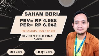 Analisa Harga Wajar Saham BBRI Q1 2024  Bagusnya Beli Harga Berapa  Mei 2024 [upl. by Oconnor360]