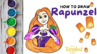 Draw Rapunzel from Tangled  Disney Princess  disney disneyjunior art viral tangled rapunzel [upl. by Chappie]