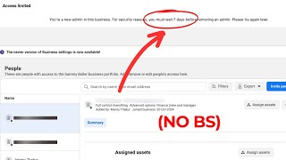 Remove Facebook Business Manager Admin Before 7 Days  Super Easy Way [upl. by Releyks]