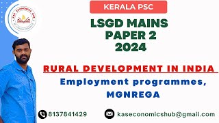 LSGD Mains Paper 2 Rural Development in India Employment Policies MGNREGA lsgd kpsc paper2 [upl. by Anniahs951]