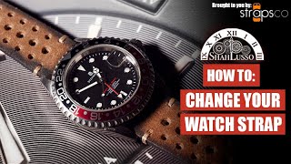 How to change a watch strap with a spring bar tool  Steinhart Ocean 1 GMT  Straps Co [upl. by Aserehc]