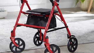 McKesson Rollator Walker with Seat and Wheels Review My Brother loved his Red Rollator Walker with [upl. by Enirhtak787]