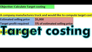 Target Costing  How to calculate target cost target profit [upl. by Anilram]