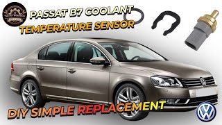 VW Passat B7 Coolant Temperature Sensor Replacement DIY [upl. by Nydnarb680]