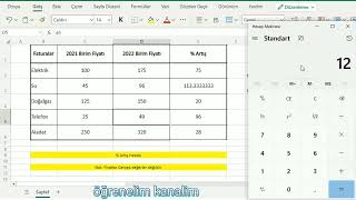 Excel yüzde hesaplama 2022 formüllü anlatım [upl. by Ashford]