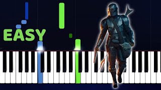 Star Wars THE MANDALORIAN MAIN THEME  Easy Piano Tutorial with SHEET MUSIC [upl. by Uyerta]