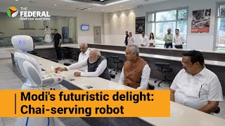 PM Modi launches Vibrant Gujarat Global Summit explores robotics exhibition  The Federal [upl. by Acirema]