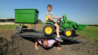 Hudson saves the day with his tractor and tools  Tractors for kids [upl. by Neal]