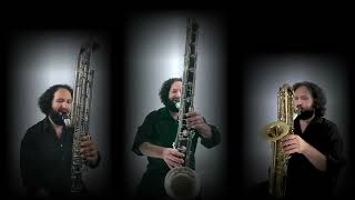 Mozart Divertimento I K439b basset horn trio on contrabass clarinets [upl. by Notreb]