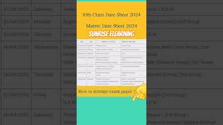 10th Class Date Sheet 2024  Class 10 Date Sheet 2024  Matric Date Sheet 2024 Sunriseelearning [upl. by Eittel18]